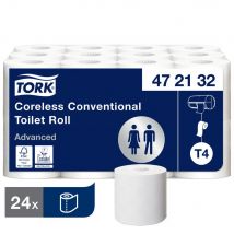 Rouleaux papier toilette Tork Compact Universal - 472132 - sans mandrin - 2 plis - lot de 24 rouleaux - pour TORK T4