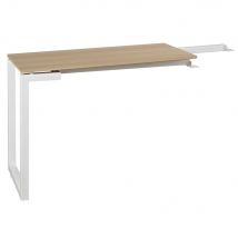 Retour de bureau Nexus - L99 x 45 cm - plateau chêne - pieds cadre métal blanc