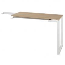 Retour de bureau Nexus - L99 x 45 cm - plateau chêne - pieds cadre métal blanc