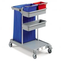 Chariot d'entretien TTS classique avec protège sac PVC 110l et couvercle double fond - 2 x 6 litres