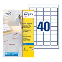 Mini Étiquettes auto-adhésives d'adresses Avery - 45,7 x 25,4 mm - 25 feuilles - 40 Étiquettes par feuilles A4 - blanches - paquet 1000 unités