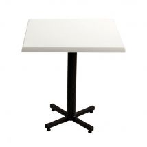 Table Brown plateau carré 70x70cm Blanc - Pied central Noir