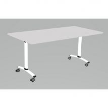 Table Mobile À Plateau Basculant L140 X P80 Cm - Plateau Gris Pieds Blanc