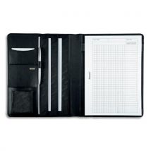Conférencier Juscha Cremona cuir - 32 x 25 x 2 cm - avec bloc-notes et pochettes multiples - noir