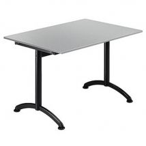 Table Cafeteria - L 120 x P 80 cm - plateau gris - piétement noir