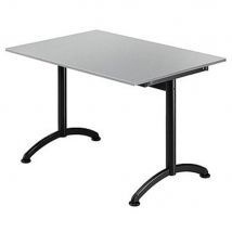 Table Cafeteria - L 120 x P 80 cm - plateau gris - piétement noir
