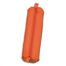Trousse ronde en cuir Juscha - 21 x 6 cm - orange