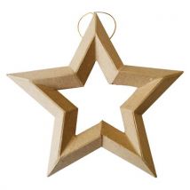 Supension étoile en carton - 190x200x25mm - à décorer - Lot de 10