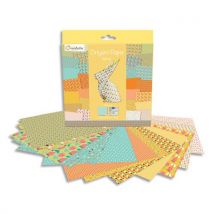 Origami Paper - Spring - imprimé 2 faces avec 1 planche de stickers yeux - 60 feuilles - 20x20 cm