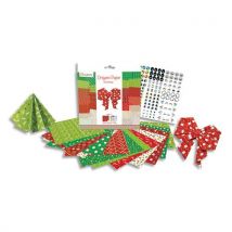 Origami Paper - Noël - imprimé 2 faces avec 1 planche de stickers yeux - 60 feuilles - 20x20 cm