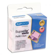 Recharge Clips Rapesco Supaclip - roses poudrés - capacité 40 feuilles 80g - boîte de 100