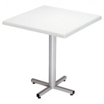 Table Brown plateau carré 70x70cm Blanc - Pied central Aluminium