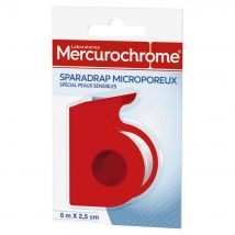 Sparadrap microporeux Mercurochrome - 5mx2,5cm - Lot de 2