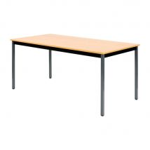 Table polyvalente rectangle - L 160 x P 80 cm - plateau hêtre - pieds gris
