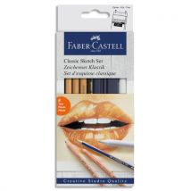 Set d'esquisse classique Faber Castell crayon graphique, sangine, pitt sepia et estompe