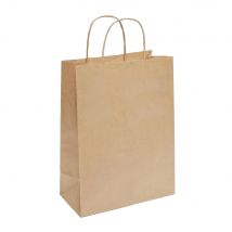 Lot 50 sacs en papier kraft brun 100 g/m² - Poignées torsadées - Dimension 32x44cm - Soufflet latéral 12 cm