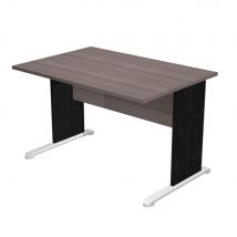 Bureau droit Pulse Bois - L120 x P80 cm - Plateau Cendre - Pieds en L Noir
