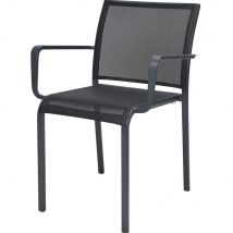 Chaise d'extérieur Omi avec accoudoirs - Aluminium laqué - Anthracite - Lot de 4