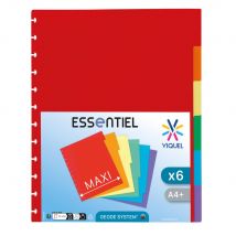 Intercalaires Viquel Géode 6 divisions A4 Maxi en polypro - Coloris assortis