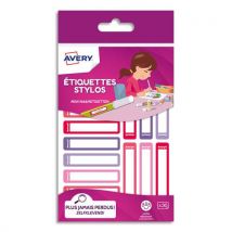 Etiquettes stylos Avery - autocollantes - 50 x 10 mm - feutre permanent uniquement - coloris rose/rouge - blister de 30 - Lot de 10