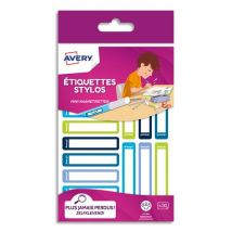Etiquettes stylos Avery - autocollantes - 50 x 10 mm - feutre permanent uniquement - coloris bleu/vert - blister de 30 - Lot de 10