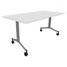 Table basculante à roulettes 160 cm x 80 cm - Blanc pieds métal Aluminium