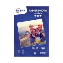 Papier photo brillant Avery - 10x15cm - jet d'encre - 180 g - 80 feuilles