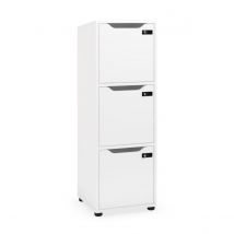 Meuble 3 cases à serrure à codes - gamme Fenix - H121 x L41 x P40 - Structure blanc - portes blanches