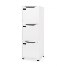 Meuble 3 cases à serrure à codes - gamme Fenix - H121 x L41 x P40 - Structure blanc - portes blanches