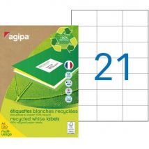 Etiquettes adresses recyclées blanches Apli - 70 x 42,4 mm - 100 feuilles A4 - 2100 étiquettes par boîte