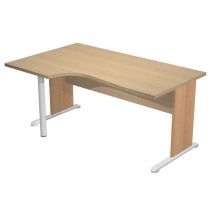 Bureau d'angle compact retour à gauche Pulse Bois - L160 x P100 cm - Plateau Chêne - Pieds L Hêtre