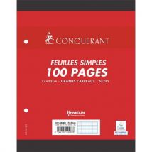 Feuillets mobiles Séyès - 17x22cm - 90g - blanc éco - lot de 10 paquet 50 feuillets (100 pages) NF88 Ecole - Lot de 10