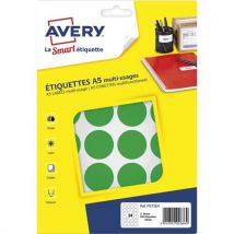 Pastilles adhésives Avery - diamètre 30 mm - imprimables - vert - sachet de 240