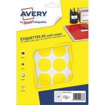 Pastilles adhésives Avery - diamètre 30 mm - imprimables - jaune - sachet de 240