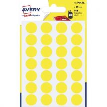 Pastilles adhésives Avery - diamètre 15 mm - pour écriture manuelle - jaune - sachet de 168