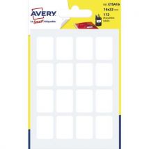 Etiquettes adhésives permanentes Avery - pour écriture manuelle - 16 x 22 mm - blanc - sachet de 112