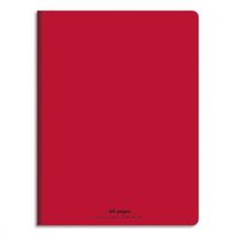 Cahier piqûre 17x22 60 pages grands carreaux 90g. Couverture polypro rouge