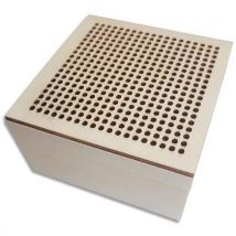 Boîte à broder First Loisirs - carrée en bois - format 90x90x50 mm