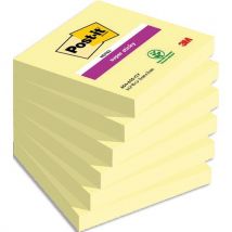 Lots de 6 blocs Notes Super Sticky Post-it jaunes 90 feuilles 76 x 76 mm