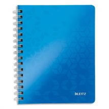 Cahier spirales Leitz Wow - A4 - 160 pages détachables 80 g - 5x5 - couverture polypropylène bleu