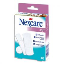 Pansements Nexcare Soft assortis - micro-perforé - non tissée - compresse absorbante - boîte de 30