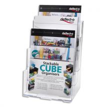 Porte-brochures Deflecto - 3 compartiments - A4 vertical incliné - polystyrène