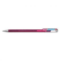 Roller Pentel DualMetallic - encre gel - pointe large 1 mm - coloris rose + bleu metallique