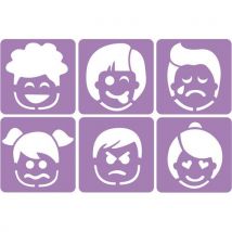 Pochoirs les émotions Sodertex - coloris assortis - pack de 6 - plastique - l14 x h14 cm - épaisseur 5 mm