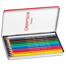 Boîte métal de 12 crayons de couleur Caran d'Ache Aquarellables SWISSCOLOR METAL SWISS DRAPEAU