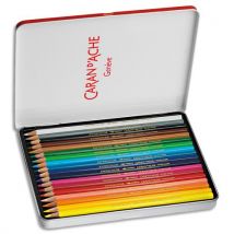 Boîte métal de 18 crayons de couleur Caran d'Ache Aquarellable SWISSCOLOR METAL SWISS DRAPEAU