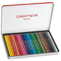 Boîte métal de 30 crayons de couleur Caran d'Ache Aquarellable SWISSCOLOR METAL SWISS DRAPEAU