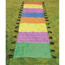 Parachute chenille First Loisirs - polyerster multicolore - l8 m x p1 m - 34 poignées - livré dans un sac