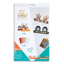 Pack de 10 couronnes Sodertex FOIL ANIMALS CROWNS + 10 feuilles de foil + 20 élastiq - 17 x 22 cm L621921