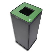 Poubelle de tri sélectif Alba - pour déchets alimentaires - L31 x H73 x P31 cm - acier et abs - 50 litres - vert